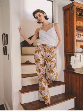 Printfresh Women’s PJ Pants in Bagheera Blush Leopard Print Organic Cotton L